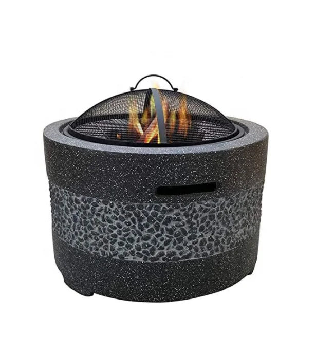 

Artistic Magnesium Oxide MGO Fire Pit with BBQ Grill Shelf for Outdoor Garden Barbecue Camping, Customized color