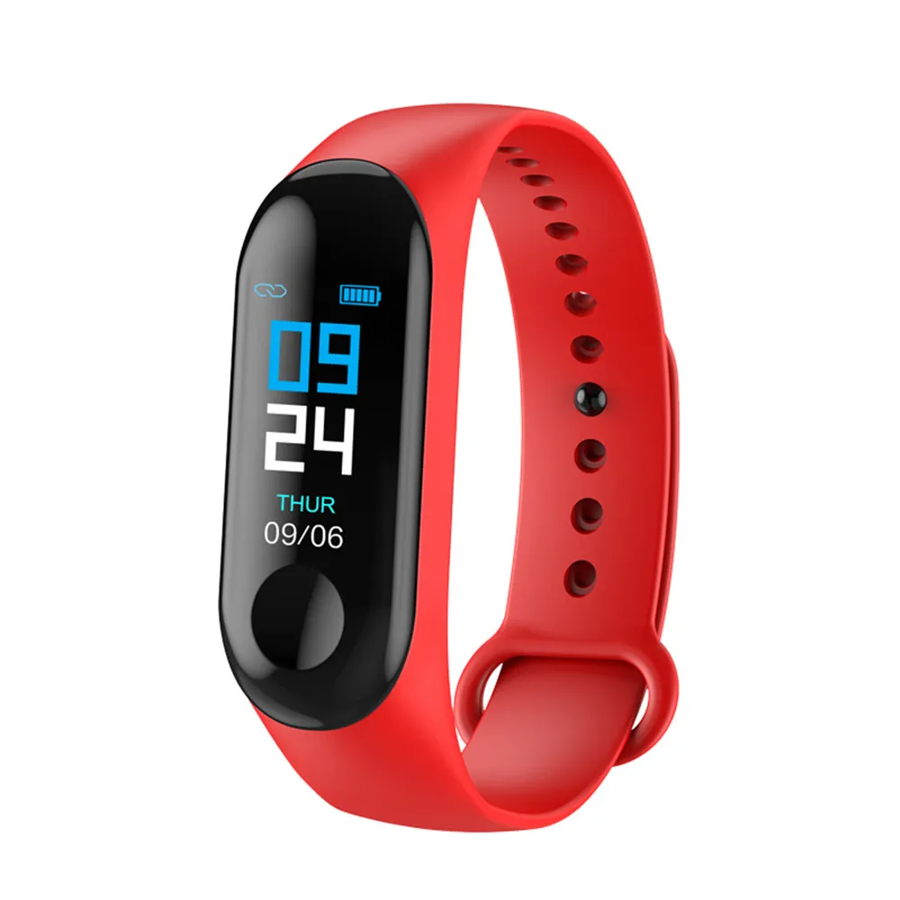 

0.96 Color Screen M3 smart band with heart rate BP waterproof smart tracker soft strap SMS/qq/call remind M3 smart bracelet, Red/black/blue