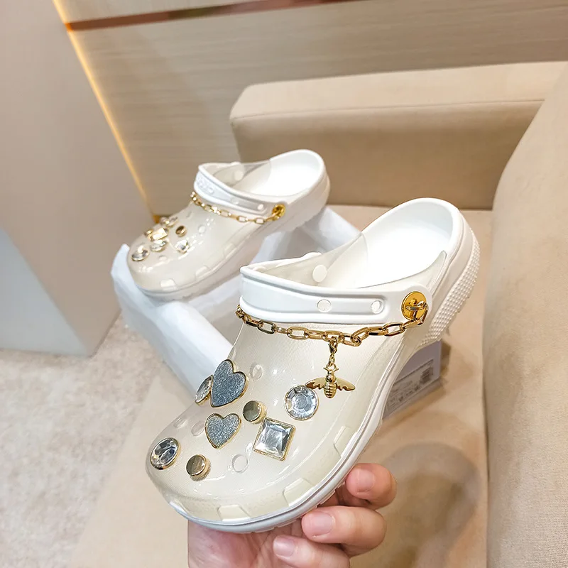 

fashion croc shoes Classic design garden beach water shoes lightweight plain Transparent crystal shoe, Picture