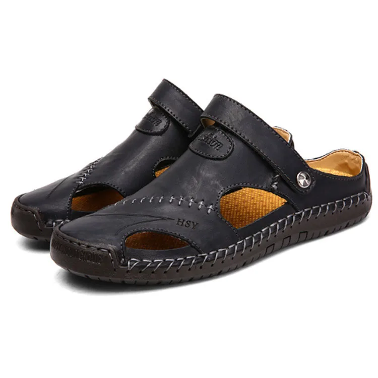 

Best selling soft mens slipper sandals summer custom mens casual slip on shoes rubber sole leather slippers mens