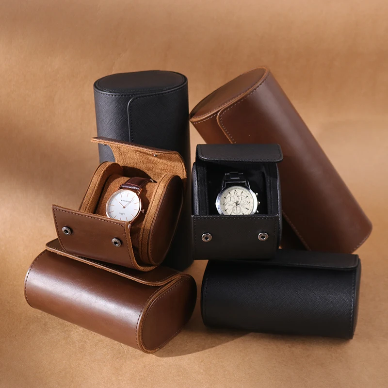 OJR wholesale watch travel case 1/2/3 slot caja para reloj custom portable luxury watch roll leather watch storage box