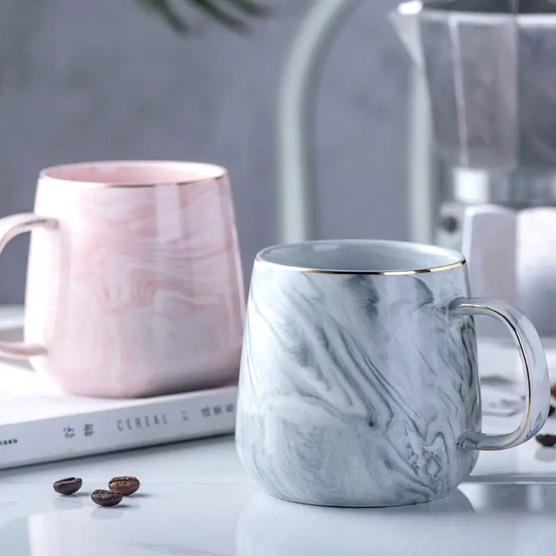 

Marble Ceramic Cup Small Breakfast Tea Coffee Mug for Men Women Present, Pink,gray