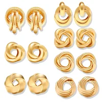 

New Exaggerated Earrings Punk Rock Metal Geometry Men's and Women's Ear Studs Individual Gold Plated Earrings Fast delivery