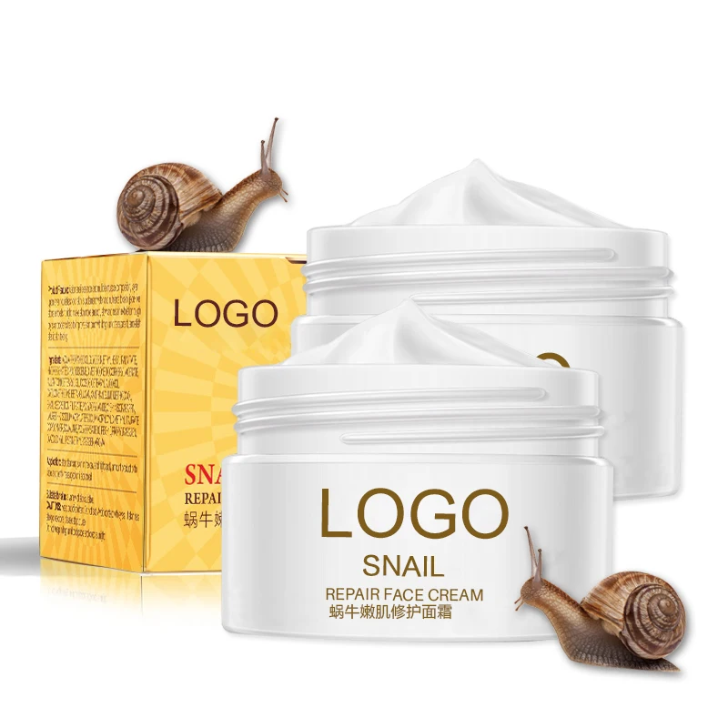 

Custom Logo Snail Repair Face Cream Skin Whitening Moisturizing Anti Aging Facial Serum Skin Care Essence Crema Blanqueadora
