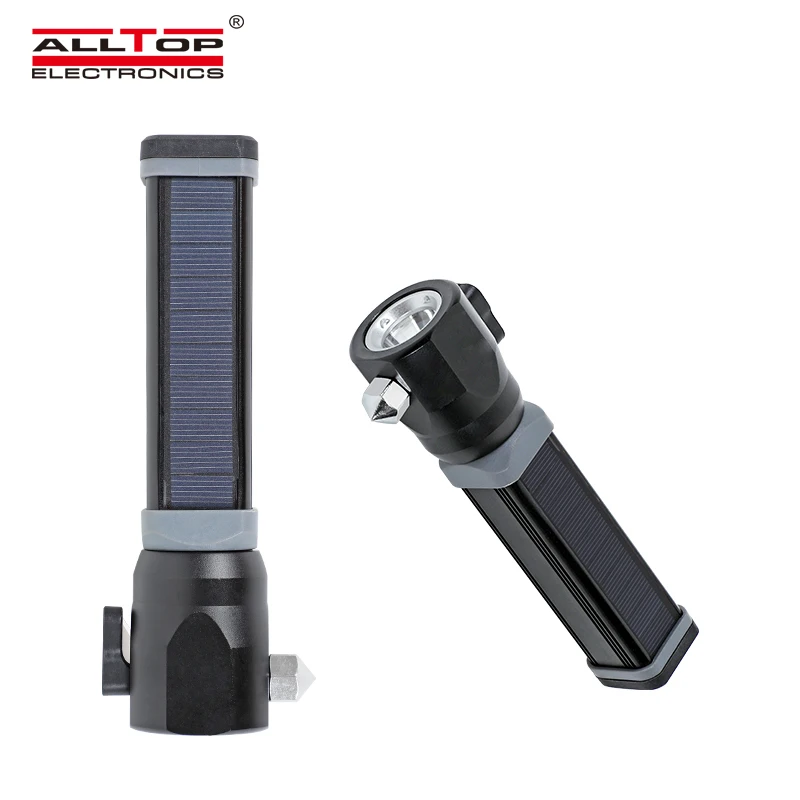 
ALLTOP Multipurpose aluminium waterproof military camping USB rechargeable solar LED flashlight 