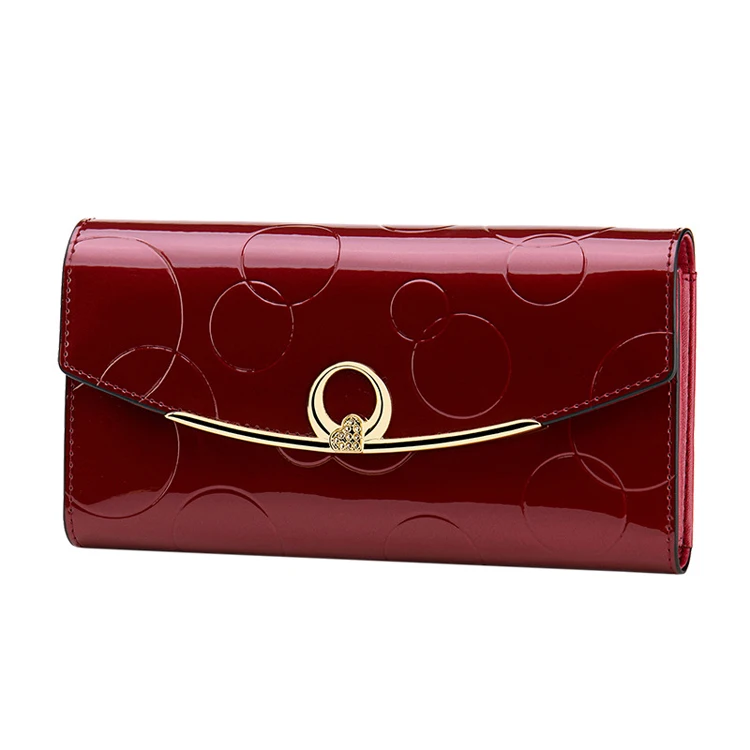 

WM3002 New products fashion red female genuine leather RFID credit card holder wallet, As per picture