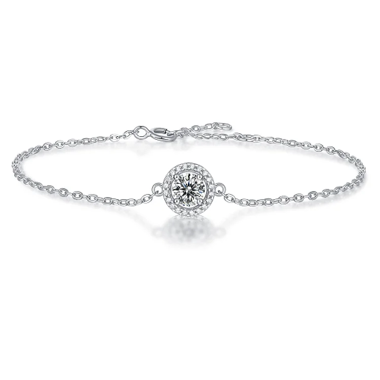 

Hot selling new charm bracelets sterling 925 silver gemstone jewelry moissanite