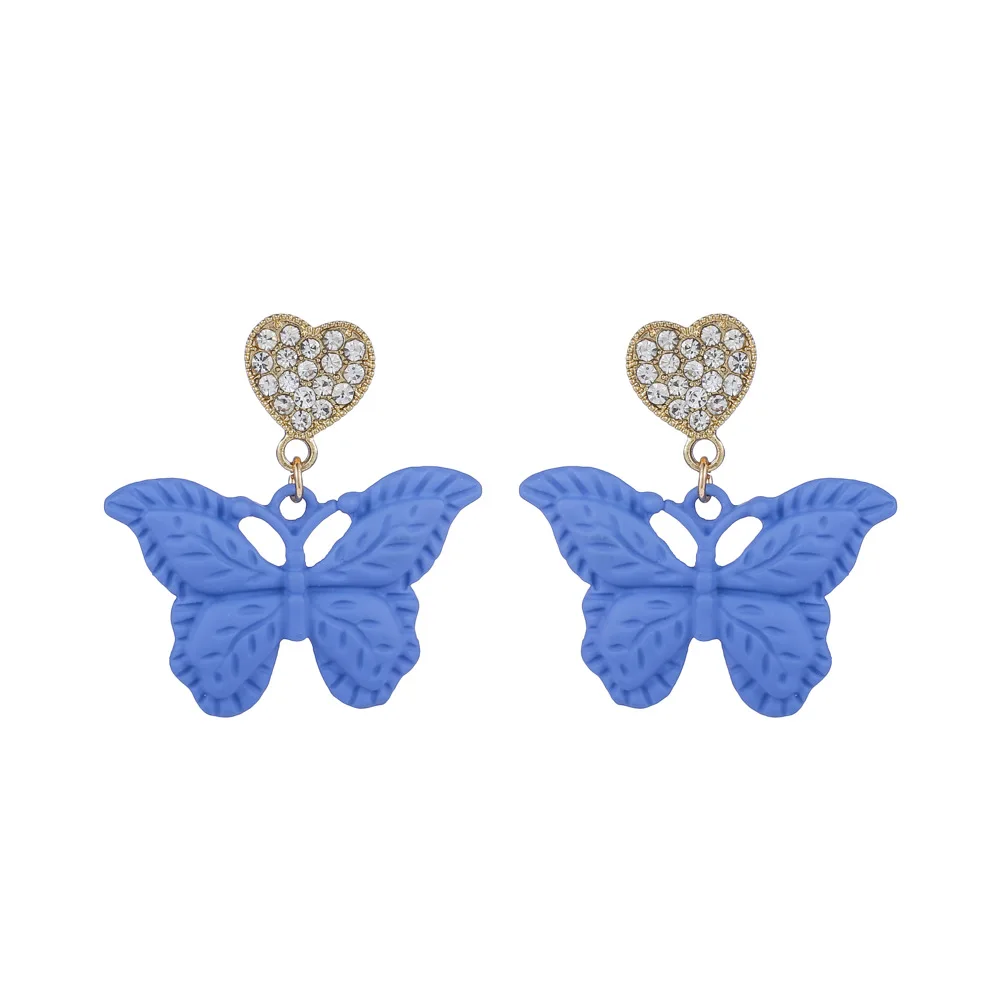 

Hainon women jewelry cz drop earrings New Simple blue butterfly earrings, Picture shows