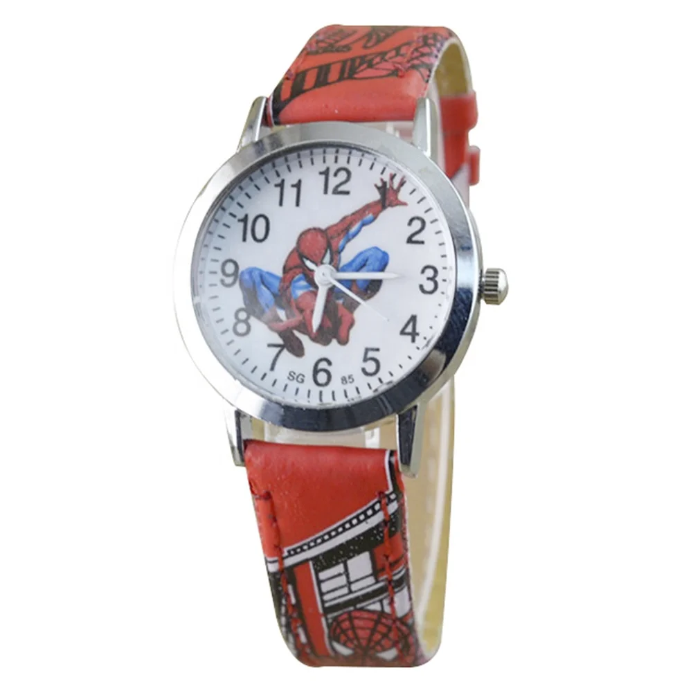 

Cool Cartoon Spider-man Child Leather Watches Quartz Numbers Boys Hand Watch Cheap LW501