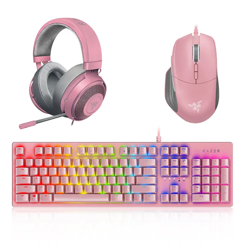 

New AK35i Multicolor keycaps Gaming Mechanical Keyboard Mouse Headphone Combos for Cute girls/Gamer, Black