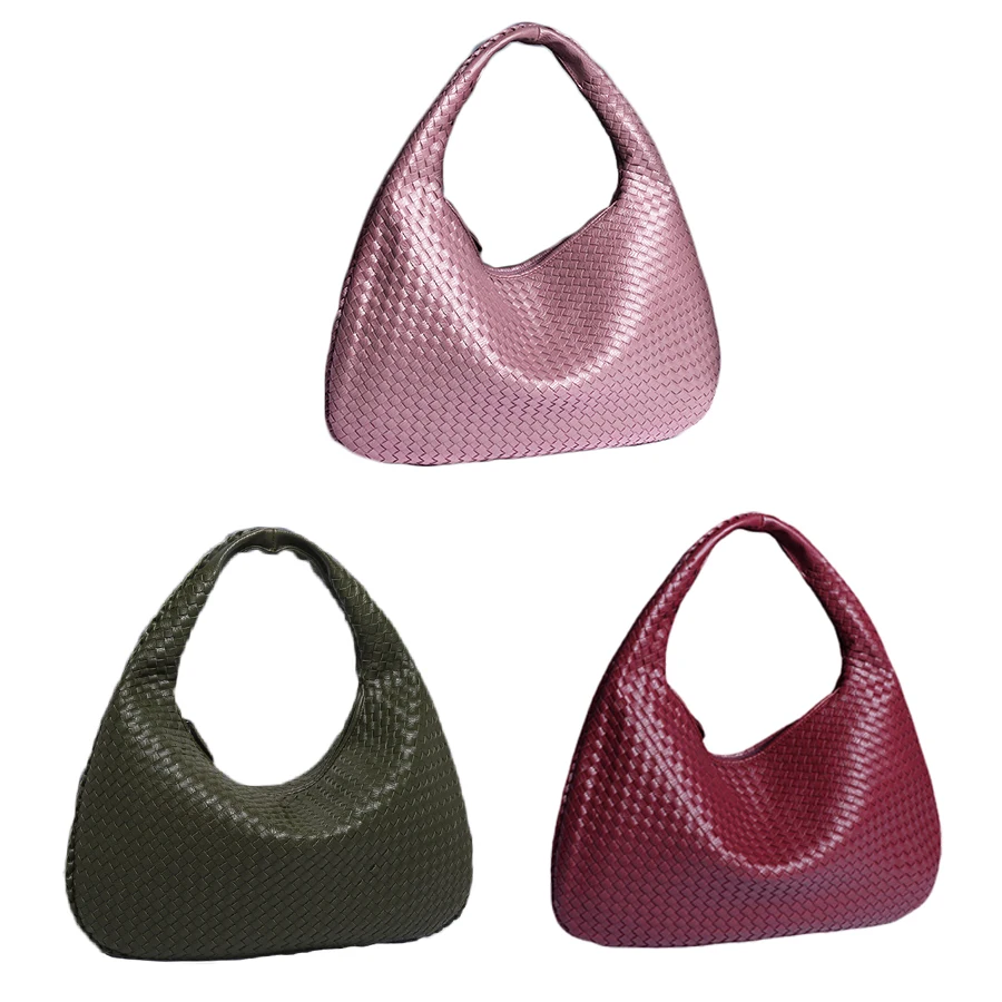 

Ready stock handbags ladies fashion unique shoulder leather braided bag woven pu bags women's shoulder bags 3149