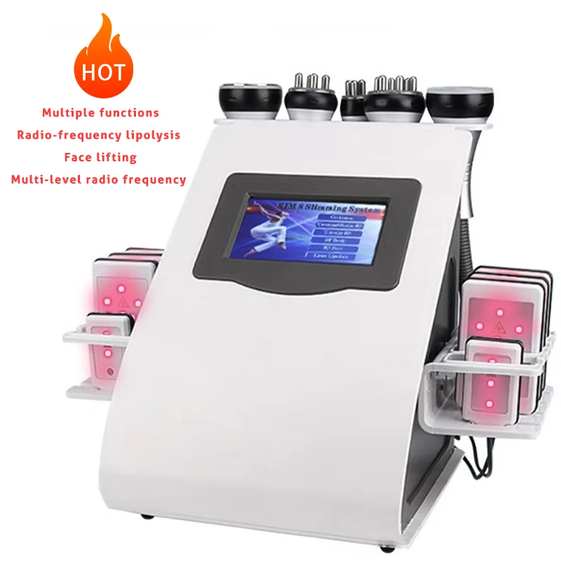 

Ultrasonic cavitation 6 in 1 slimming machine body slimming beauty instrument vibration slimming machine 2021, White grey