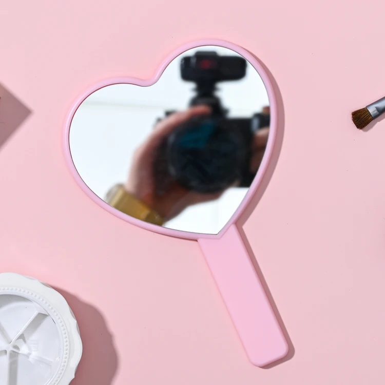 

Different Styles Cosmetic Mirror Cute Girl Heart Shaped Makeup Mirrors Print Handle Mirror Makeup Tool Lady Makeup Work 2 Pcs, White/black/pink/red/customized