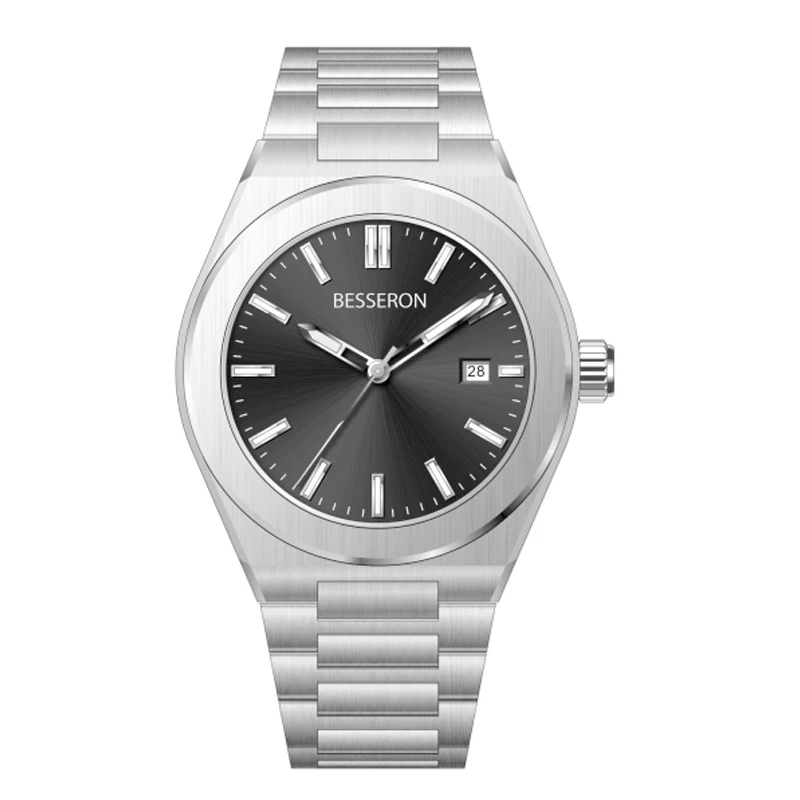 

Besseron Business Date Waterproof Stainless Steel Watch Band Plain Dial Analog Wristwatches Fashion Men's Watches, Customized colors