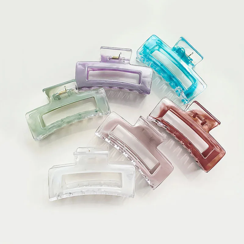 

Transparent Candy-Color Rectangle Haarklammer Colorful Square Jelly Shark Claw Clip Medium 8.5 cm Claw Clips For Girls