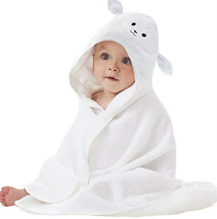 

Terry Bathrobe Hooded Bamboo Custom Personalized Baby ROBES 100% Bamboo Fiber Breathable Plain Dyed OEM Service Support VELOUR, White