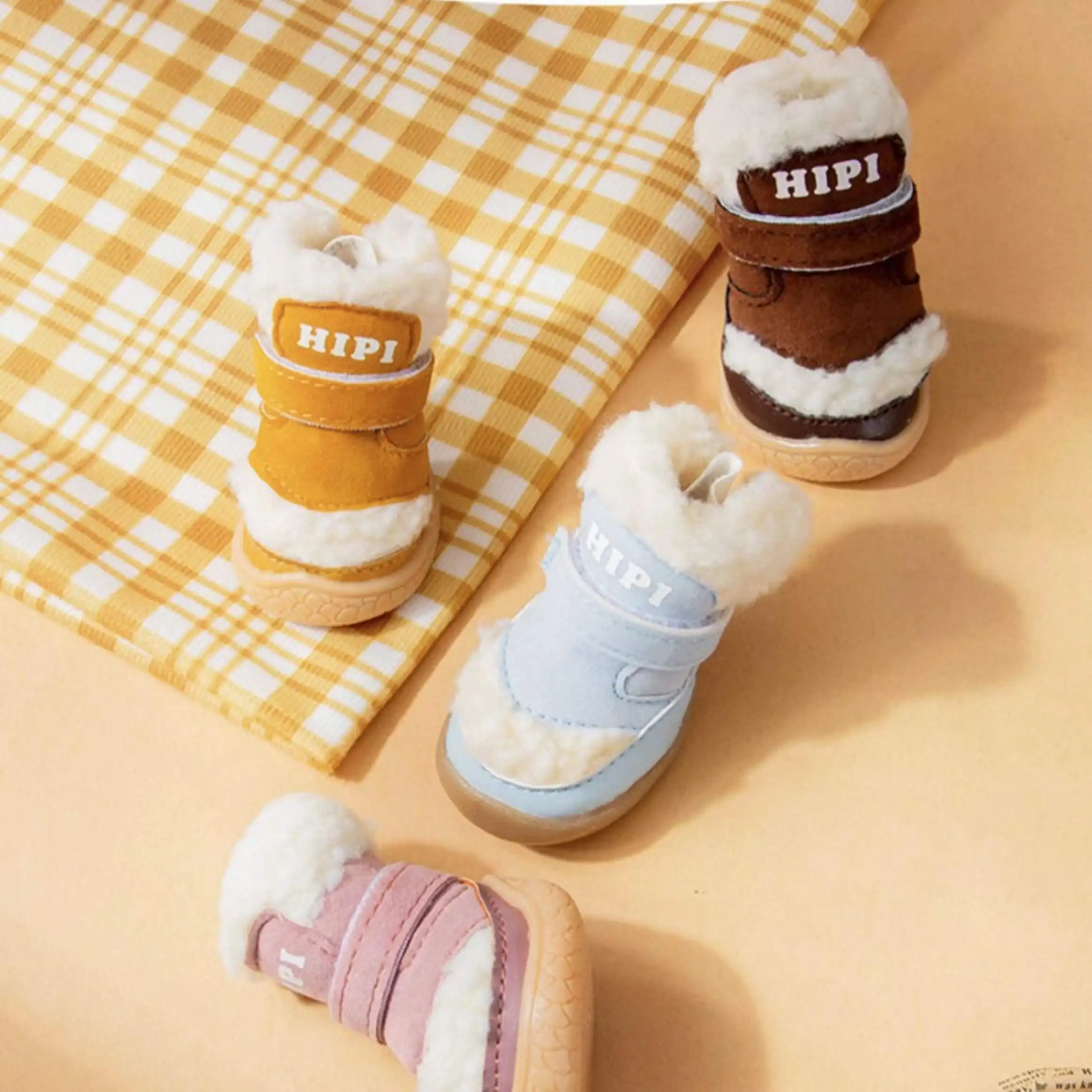 

Winter Thickened Custom Designer Pet Dog Shoes Warm Non Slip Socks, As picture