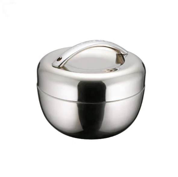 

Thermal lunch box stainless steel apple shape round double layer insulated thermal lunch box