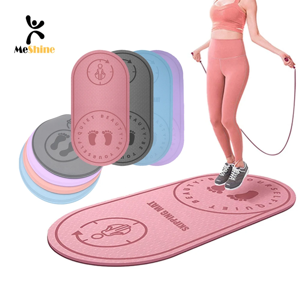 

customized logo printed non slip large home indoor exercise yoga 6mm TPE skipping jump rope mat, mat for jump rope