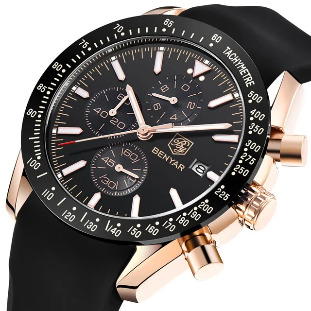 

BENYAR New Brand Luxury 5140 Men Waterproof Sports Quartz Chronograph Watch Classic Casual Men's Clock Relogio Masculino, 6-colors