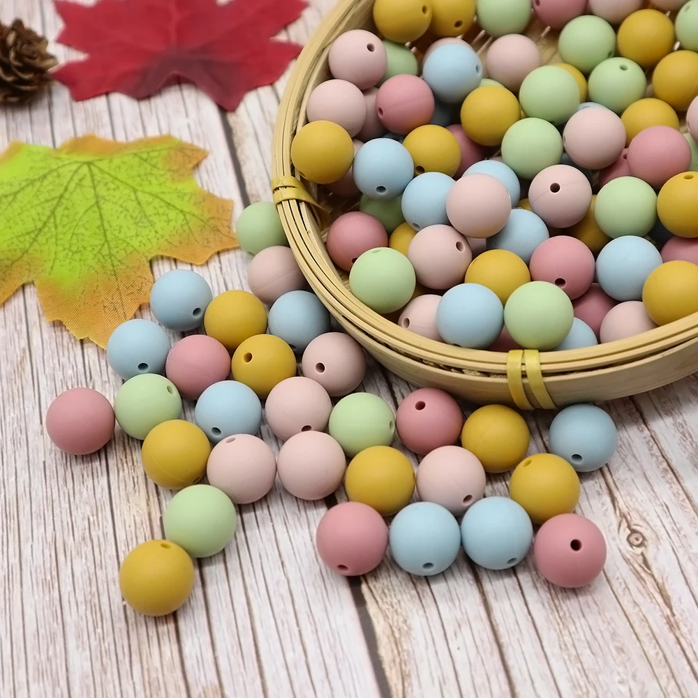 

9/12/15/20 mm BPA Free High Quality Silicone Round Teething Beads, 56 colors