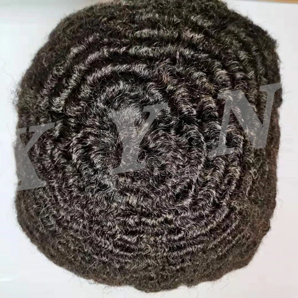 

6mm Wave Afro Men Toupee Front Lace Hair Wig For Black People Popular Wave Hair Unit #1b Natural Black Color Hairpiece