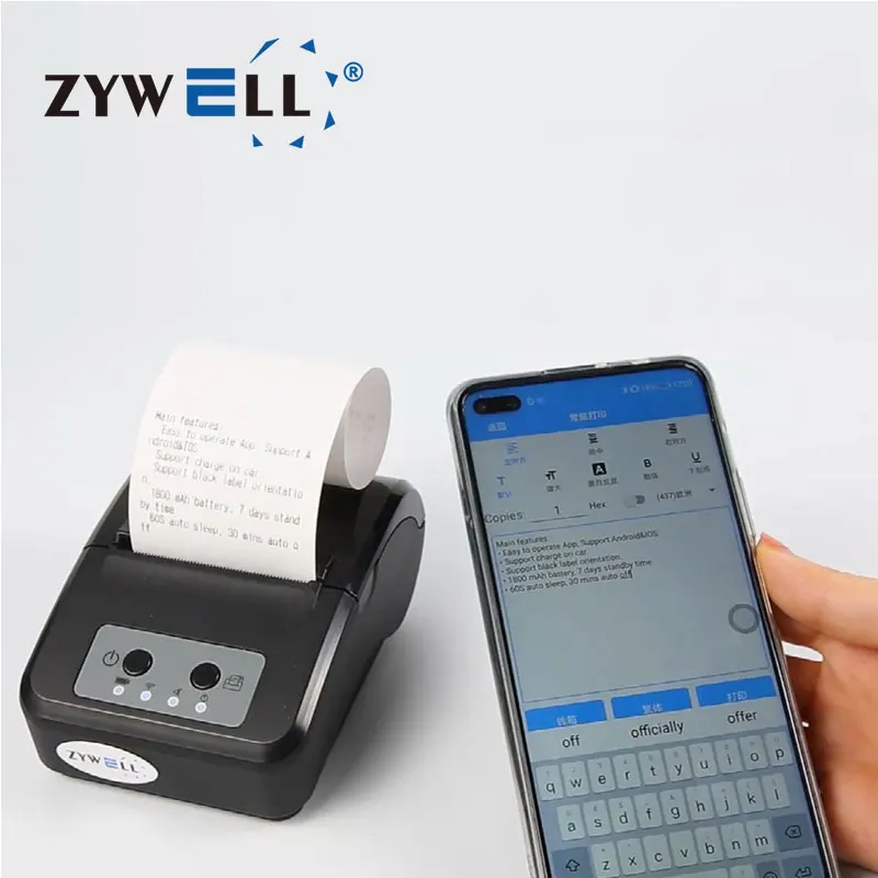 

Mini handheld 58mm receipt thermal printer bluetooth wifi usb interface 1800mAh battery pocket printer