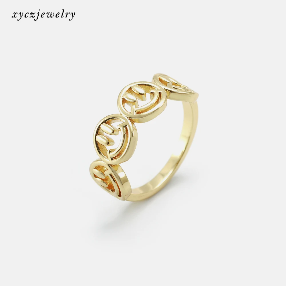 

Cute emoticons brass 18k gold plating jewelry party gift smile ring
