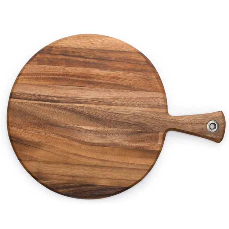 Kitchen Cheese Serving Tray Round Acacia Wood Cutting Board With Handle