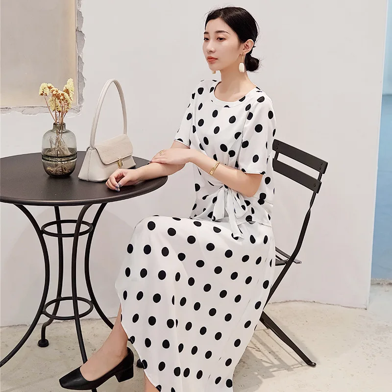 

Korean Office Polka Summer Dot Dress Women Vintage Dresses Spring 2021 Floral Sleeveless Dress Female