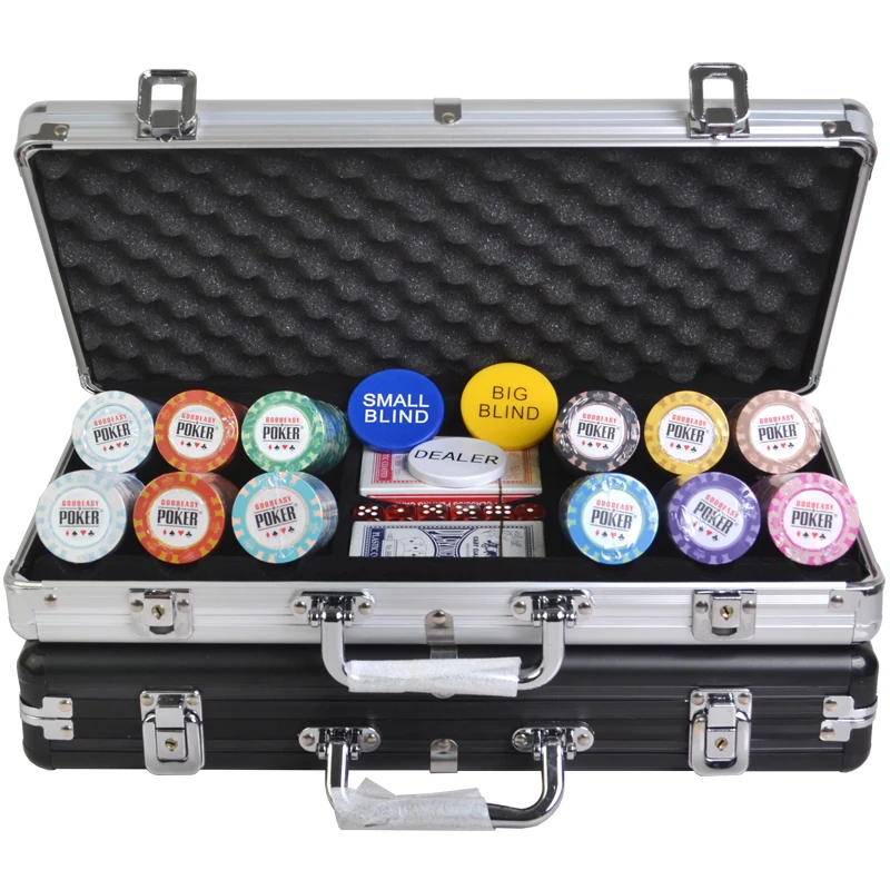 

Hot Sale 300pcs/set Casino Chips Clay Custom Texas Hold'em Baccarat Gambling Metal Coins with Suitcase Poker Chip Set Supplier