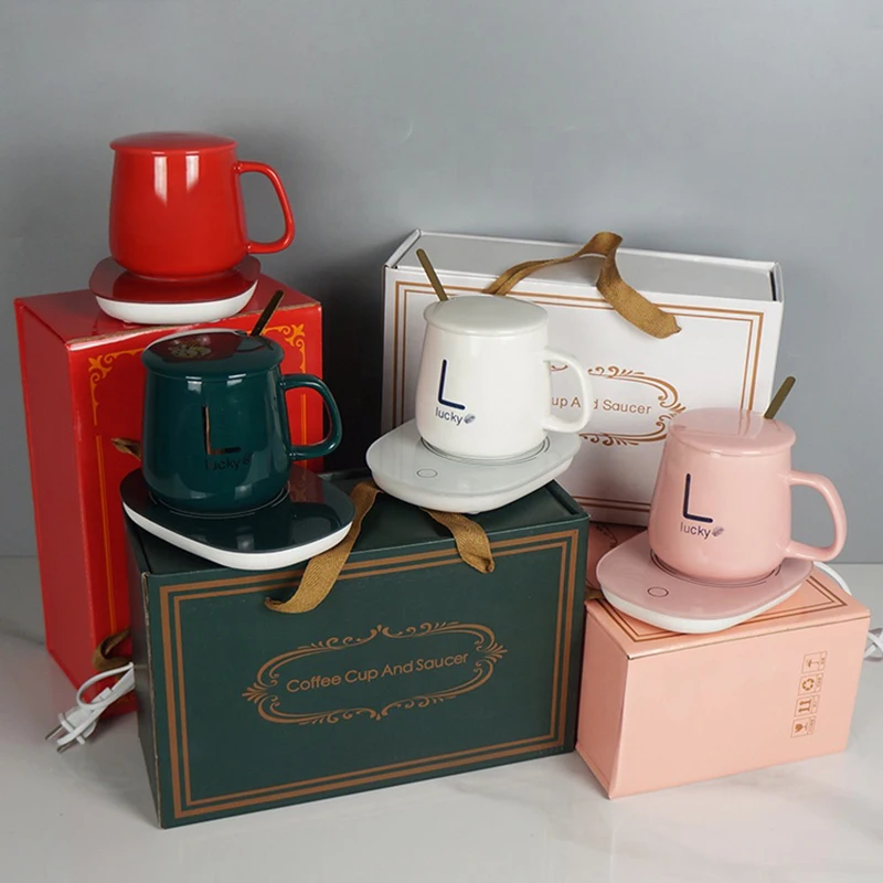 

High Quality Promotional Gifts Temperature Control 55 Degrees Heated Coffee Cup Mug Electric Charging Cup Warmer, Green/pink/white/red