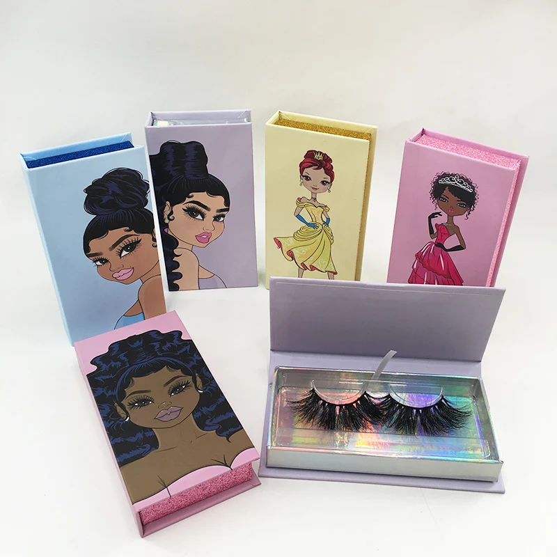 

Lash Boxes Packaging Wholesale Rectangle Girl Lash Case Empty Eye Lash Packaging, 6 color available