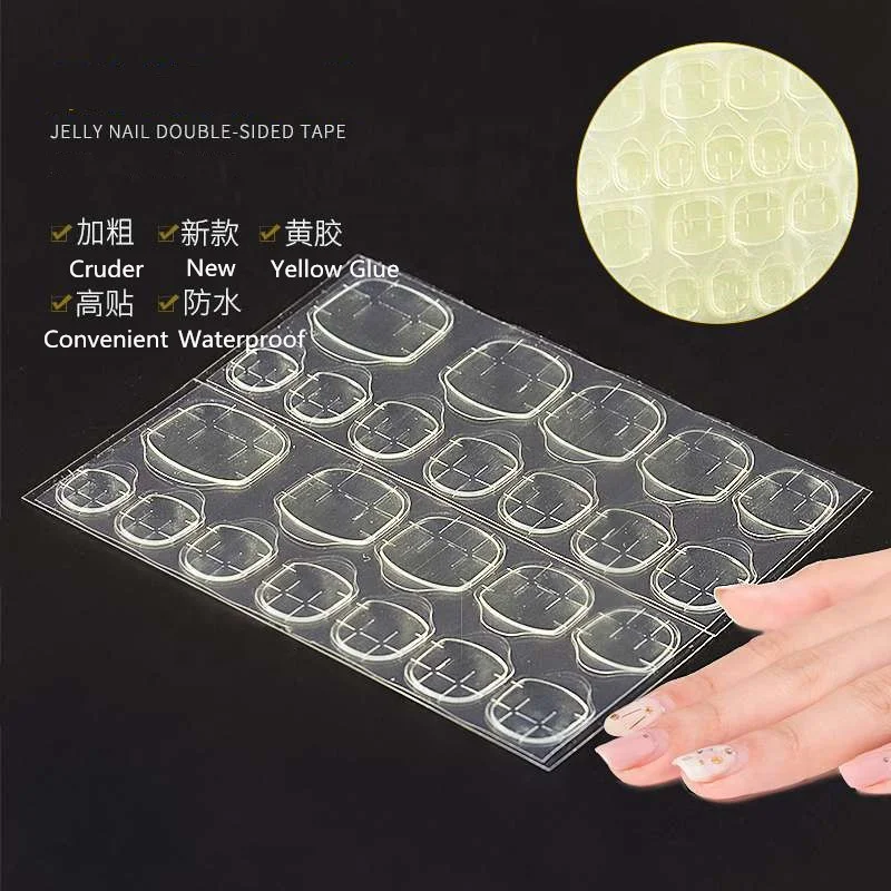 

Nail Art Double-Sided Adhesive Jelly Glue Transparent Invisible Stickers Waterproof Pieces Jelly Tape for Nails DIY Decoration, 2 colors
