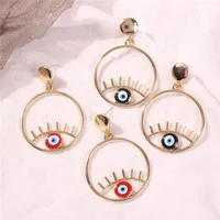 

New product simple personality circle hollow metal gold plated eye shape stud hoop earrings for women