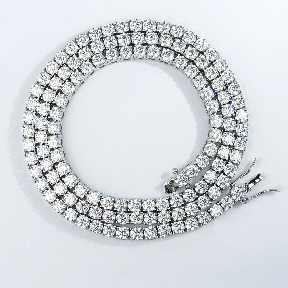 

Wholesale 2 3 4 5 6 mm hiphop iced out 925 sterling silver VVS lab grown moissanite diamond tennis chain necklace & bracelet