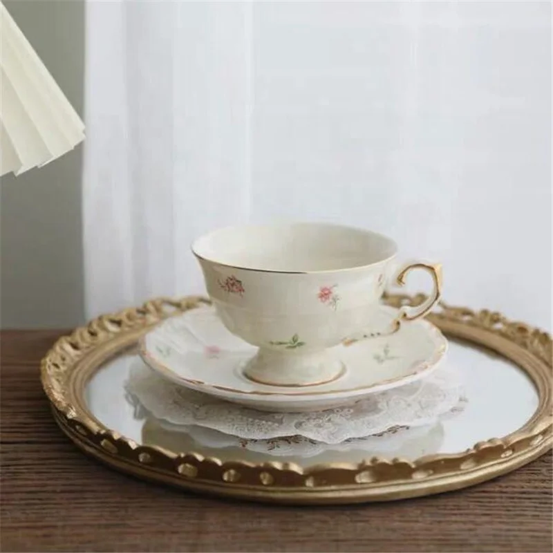 

Ceramics Retro Style Rural Flowers Painted Coffee Sets Multifunction Upscale Delicate Personality Elegance Tea Sets, White