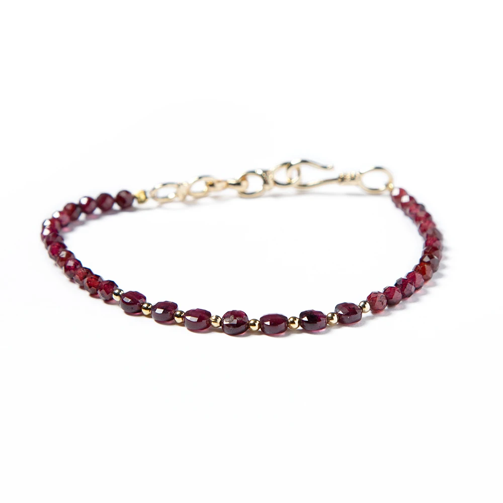

Bestone Hot Sale 3.5mm Garnet Bracelet Natural Stone Bracelet for Women and Girls