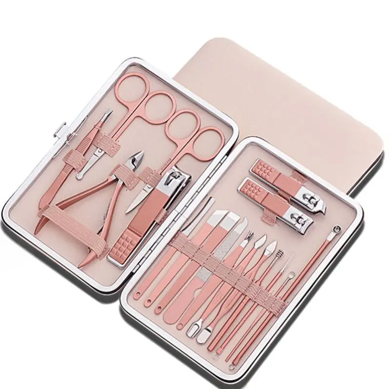 

Rose Gold Manicure Set Nail Cuticle Pusher Clipper Scissor Tweezer Picker Pedicure Knife Stainless Steel Nail Art Tools