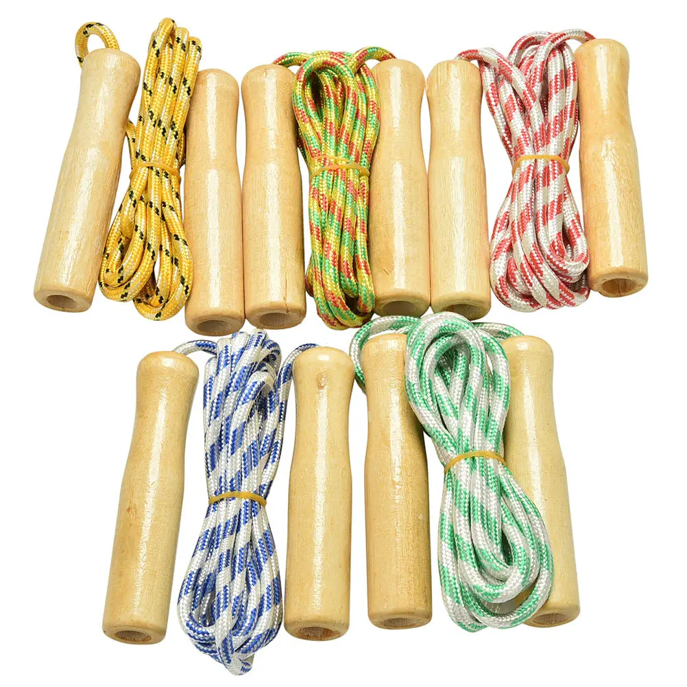 

Real Children Wooden Jump Rope Sports Fitness Skipping Rope, Random color