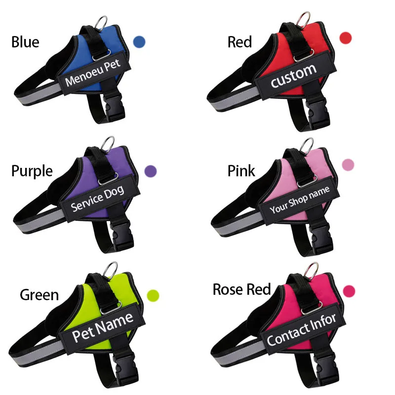 

Adjustable Neck No Pull Front Dog Harness Oem Logo Reflective Heavy Duty Personalized Pet Dog Harness Custom, Black/blue/geeen/red/pink/rose red