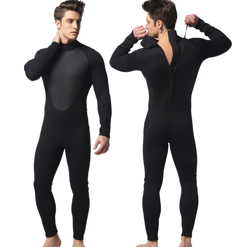 

Full Wetsuits 3mm Neoprene Wetsuit Back Zip Long Sleeve for Diving Surfing Snorkeling One Piece Wet Suit for Men, Black