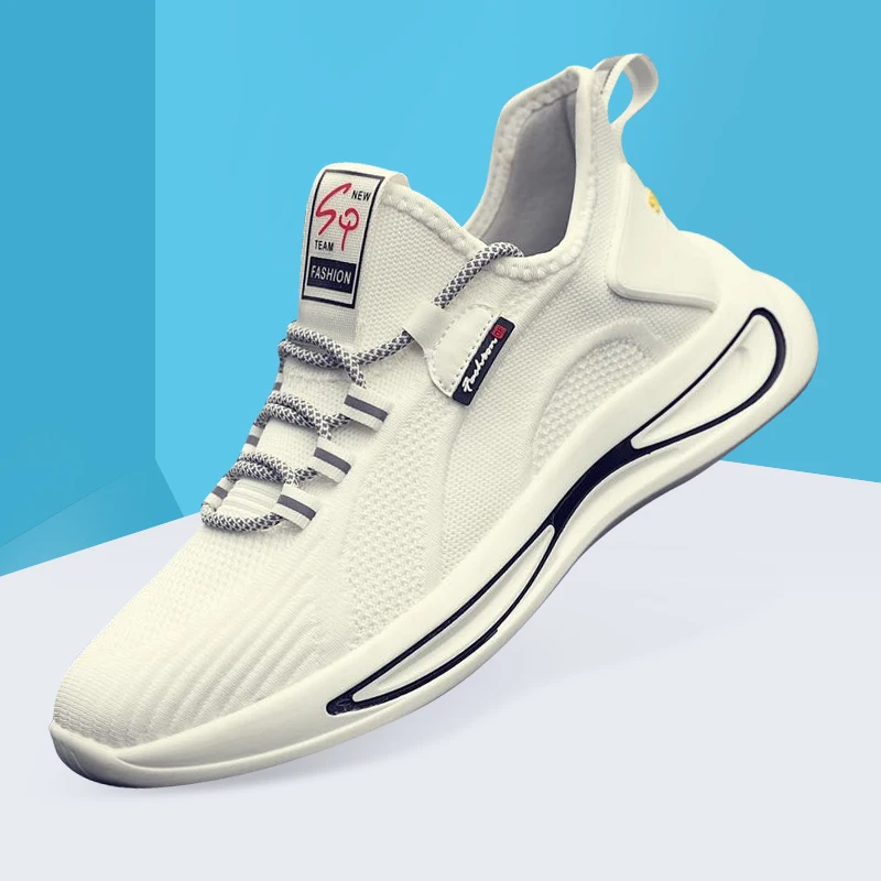 

Hot sale new flying woven breathable brand custom sports shoes outdoor running shoes men, Red,white,black