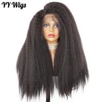 

22'' Futura Fiber Natural Black Kinky Straight Lace Front Wig for Black Women