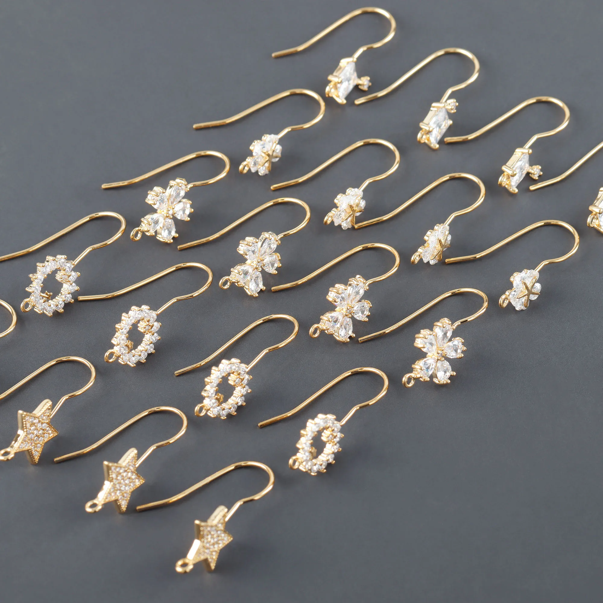 

M1141 Delicate 18K Gold Plated Diy Earring Hooks Connectors For Women Girls Jewelry Making Accessories 6pcs/lot