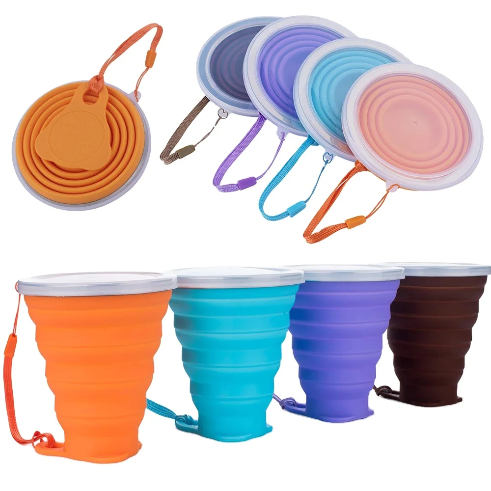 

270ml Creative Silicone Travel Coffee Cups Portable Leak-proof Solid Color Folding Water Bottle Simple Home Gadgets