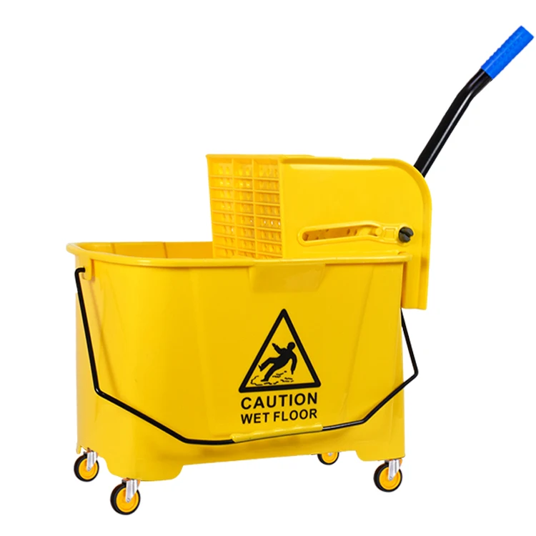 

Whosale Top Quality 20L single plastic wringer mop bucket with wheels for Hotel cleaning company restaurant, Yellow