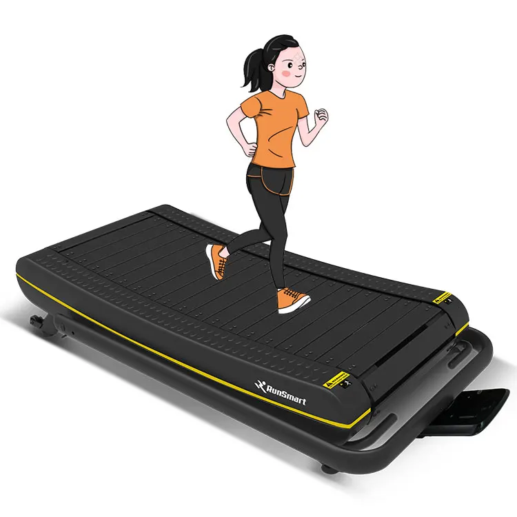 

curved no power running machine Automatic folding treadmill mini home fitness equipment, Black