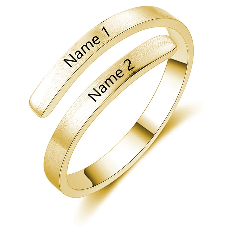 

Spiral Adjustable Gold Plate Stainless Steel Rings Custom Name Rings