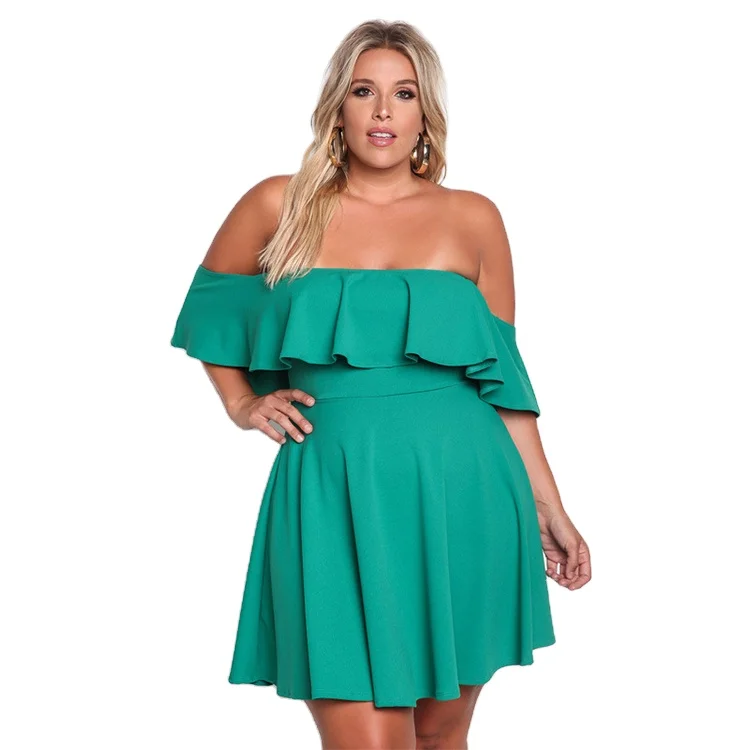 

Casual Color Matching Long Sleeve Dress Womens Summer Off Shoulder Woman Clothes 2020 Trending Ruffle Tiered Dresses Plus Size